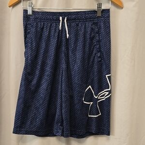 Under Armour Navy Hex-Pattern Training Shorts with White Logo